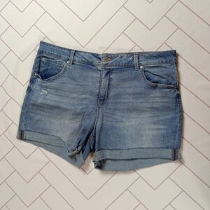 Time and Tru Blue Jean Shorts with Cuffed Hem Plus Size 18